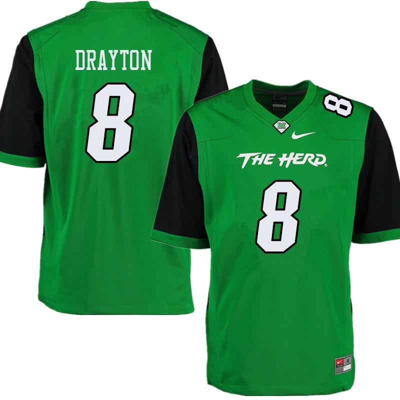 Men #8 Brandon Drayton Marshall Thundering Herd College Football Jerseys Sale-Green - Click Image to Close